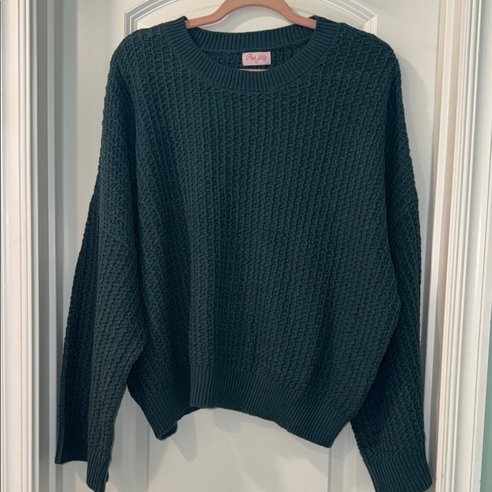 Pink Lily Cozy Green Sweater